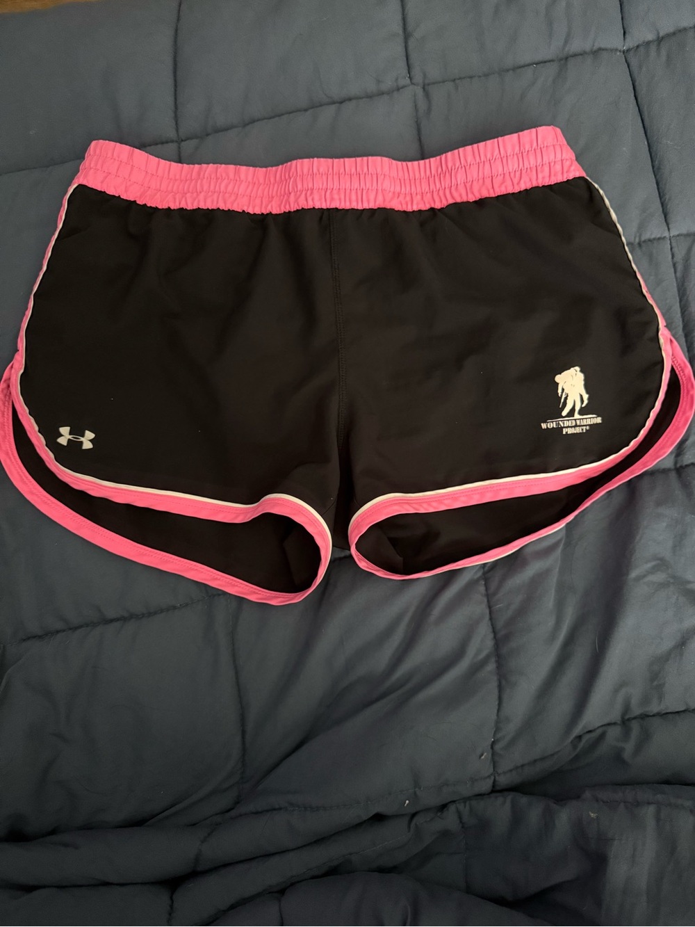 Wounded Warrior Under Armour Black Athletic Shorts with Pink Trim